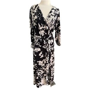 Jones New York Maxi Dress Wrap Black Size 18w formal boho Cottagecore
